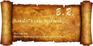 Bakálity Roland névjegykártya